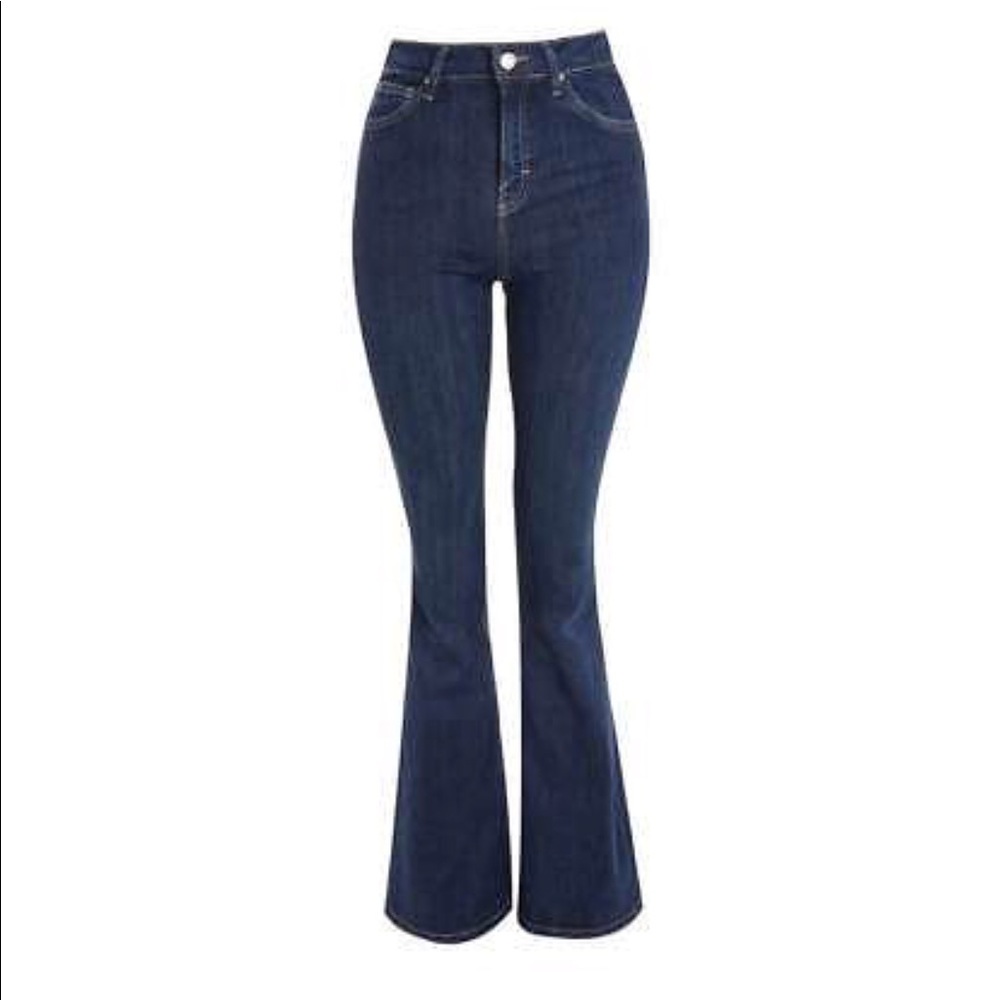 BNWT Topshop Jamie Flare Jeans; Indigo; W24 x L28